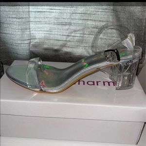 Clear block heel sandals